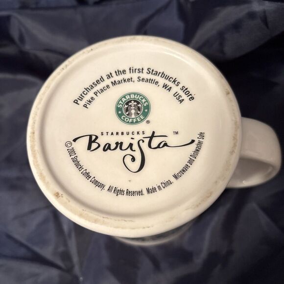 Vintage 2002 Starbucks Barista 16oz Two-side Logo Diner Mug Pike Place 1st Store - Picture 5 of 5